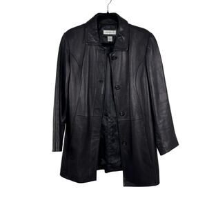 VINTAGE Preston & York Lambskin Leather Jacket Y2K 90s Mid Length – Women’s S